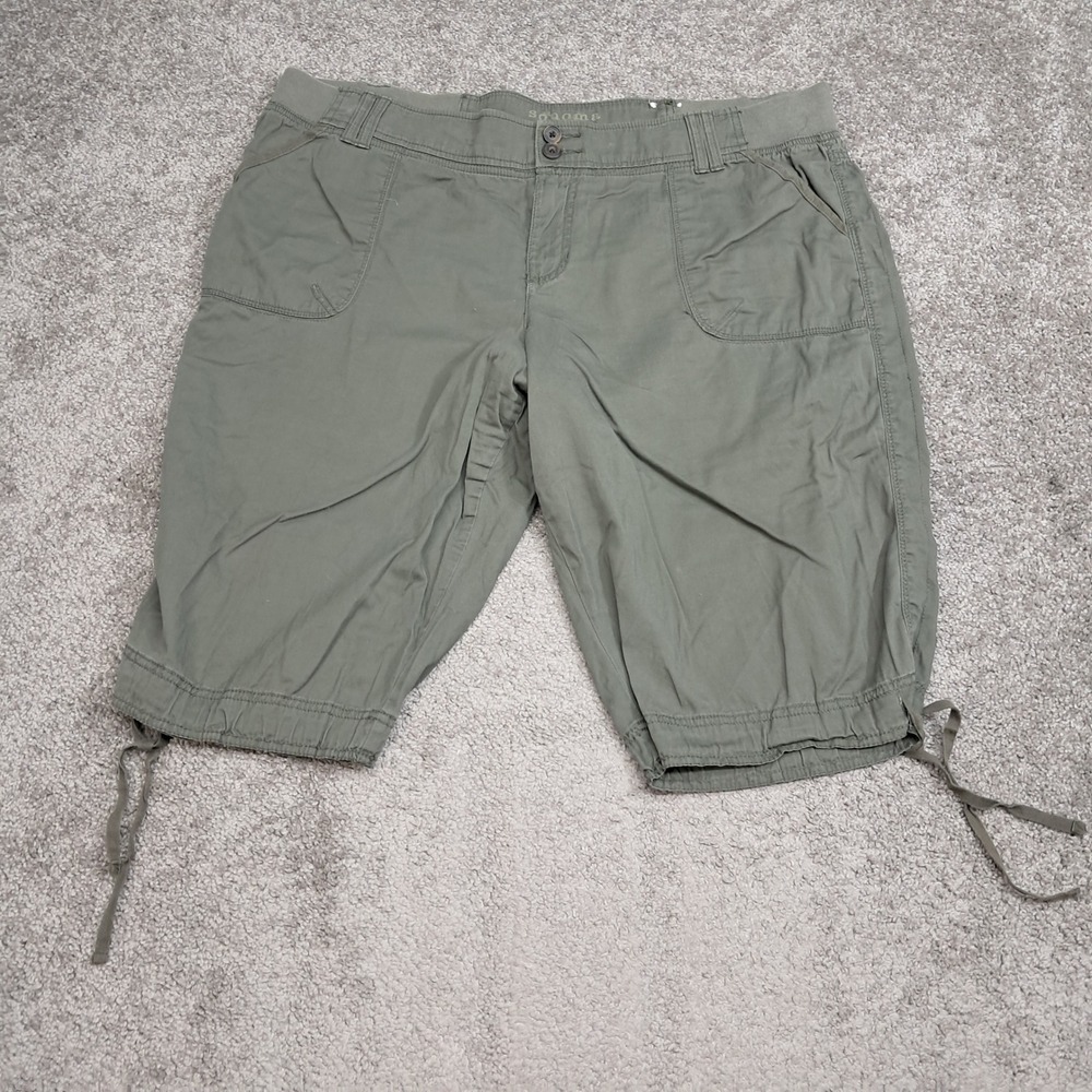 Sonoma Life Style Womens 18W Olive Green Cargo Capri Shorts Stretch Cotton 7861
